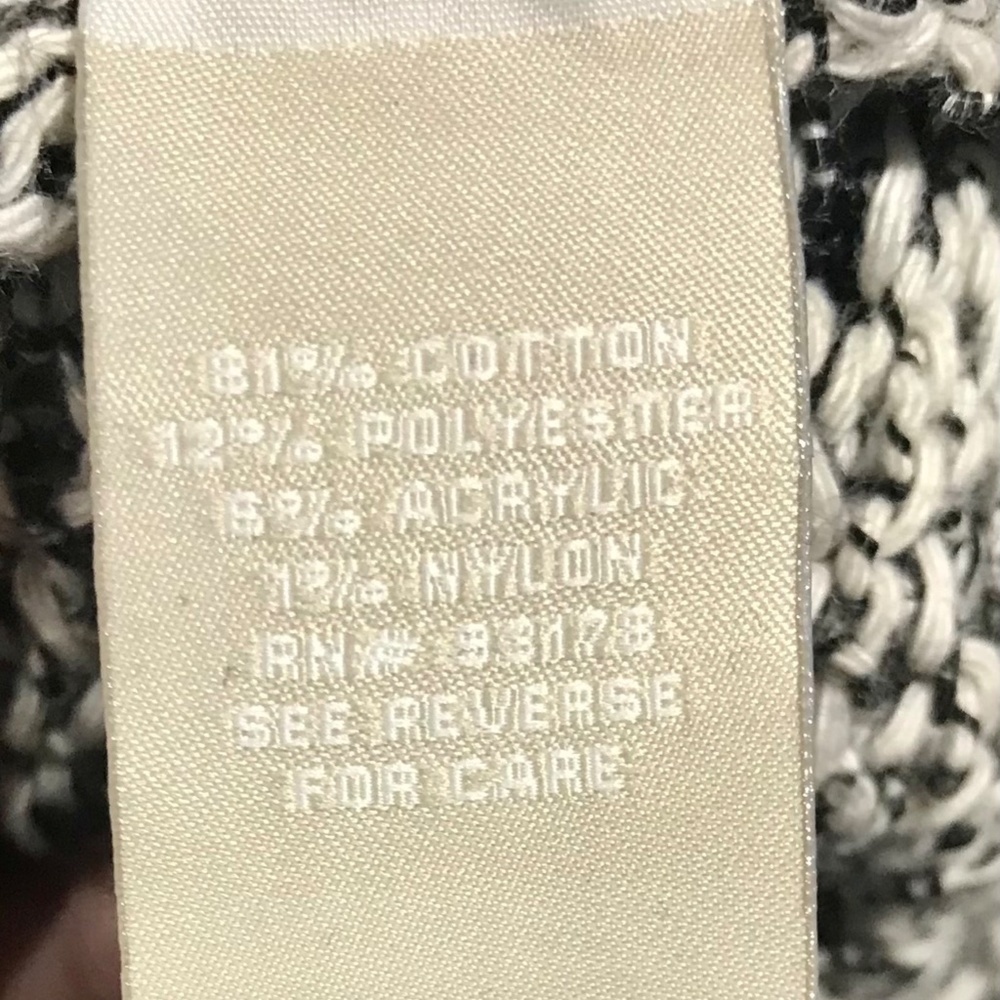 Joan Vass Gray Black/White Nacre Button Relaxed Cardigan Sweater Plus Sz OX EUC - Picture 4 of 9